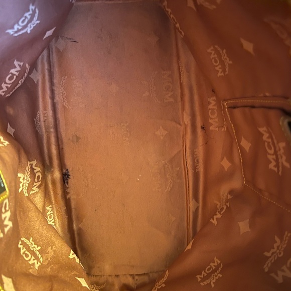 MCM Cognac Visetos Drawstring Bucket Bag - Picture 12 of 14